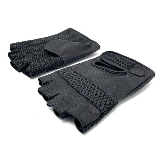 Harry Half Finger Gloves, Textured Black