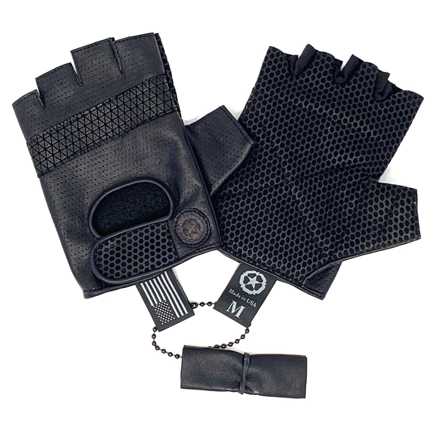 Harry Half Finger Gloves, Textured Black
