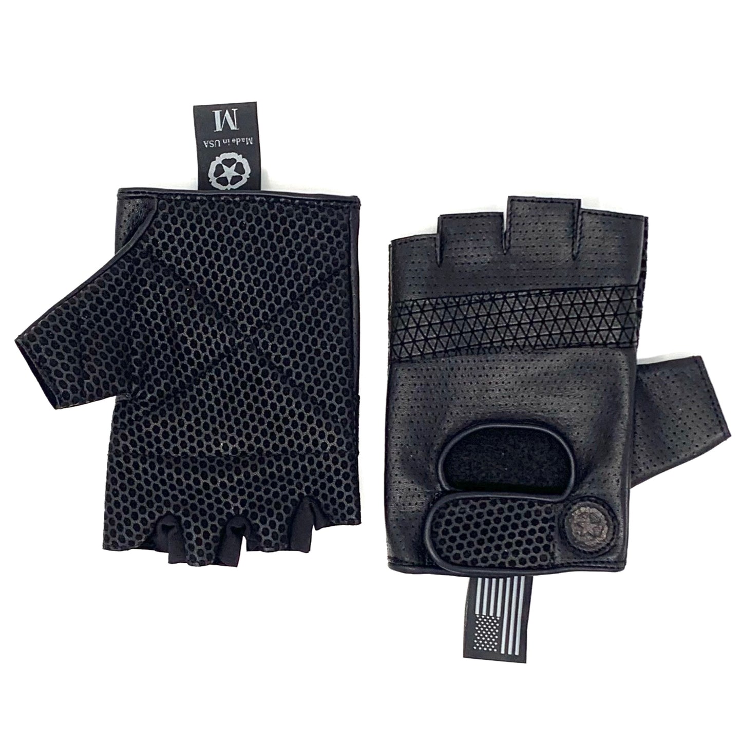 Harry Half Finger Gloves, Textured Black