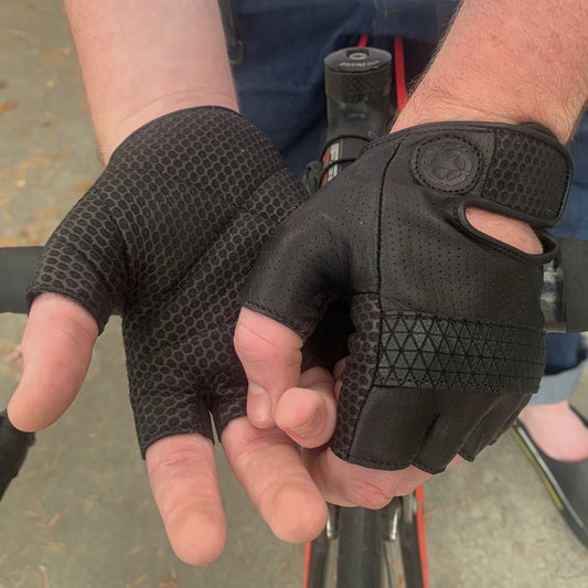 Harry Half Finger Gloves, Textured Black