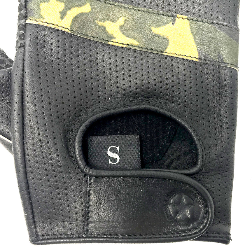 Tommy Leather Gloves, Perf Woodland Camo